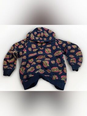 Santa Cruz Hoodie All Over Print AOP Sweater Size Small Skateboarding Black Y2K